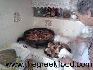 Greek grandmother cooking