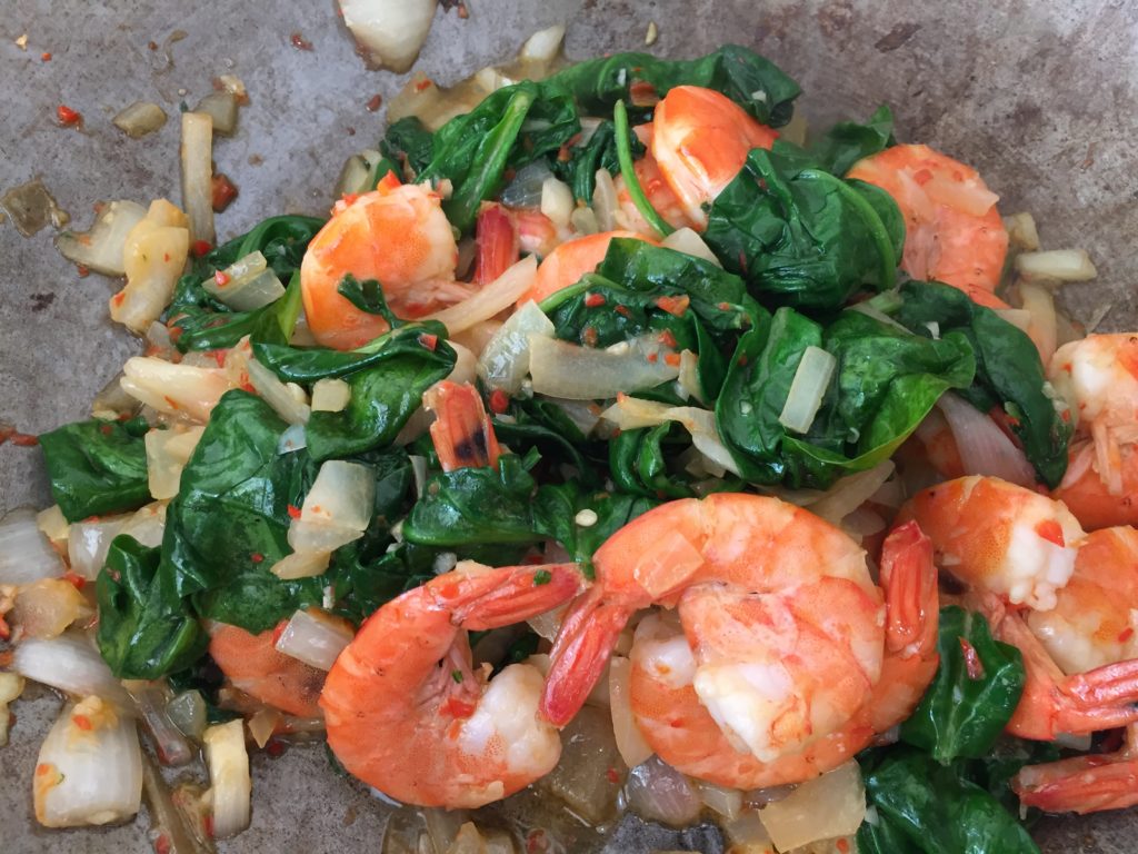 shrimps with spinach