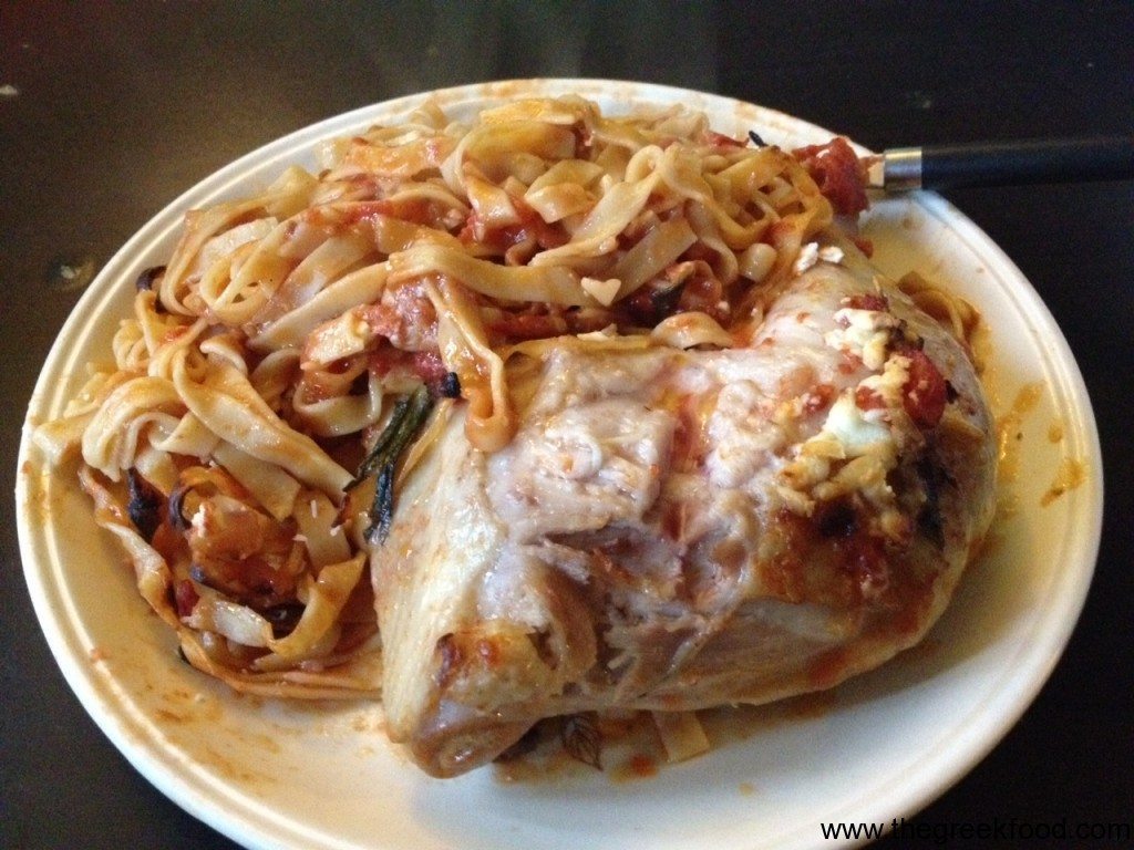 Chicken with Tagliatelles in the oven