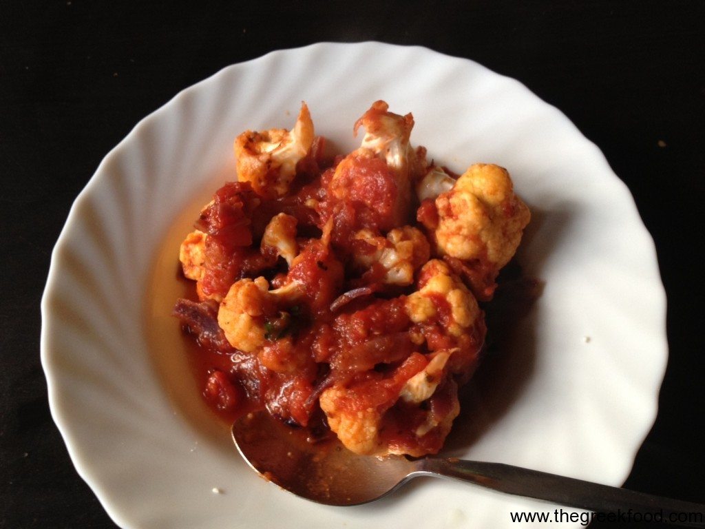 cauliflower with red sauce