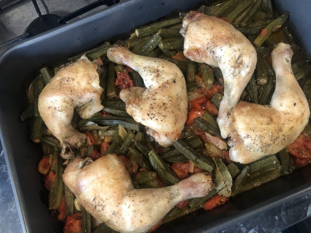 chicken with okra in the oven